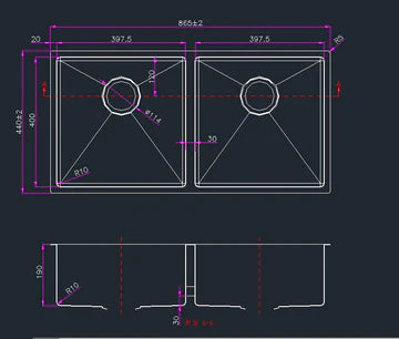 865 Hand-Made Kitchen Sink
