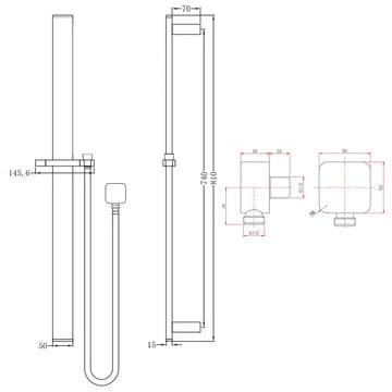 Square Sliding Shower Rail