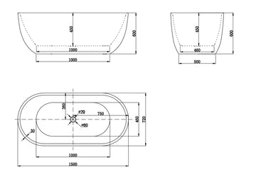 Berri Free Standing Bathtub Gloss White