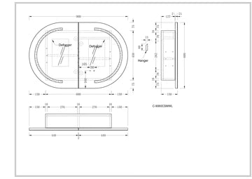 Mystic Oval LED Shaving Cabinet 900mmx600mm