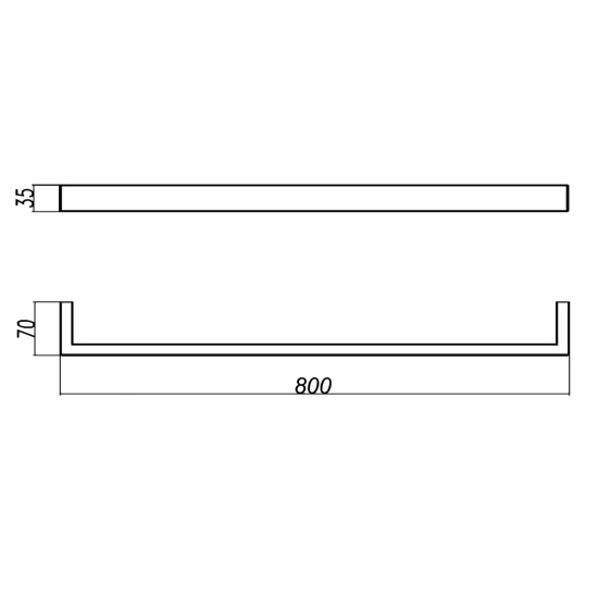 Ivano Series Square Single Towel Rail 800mm