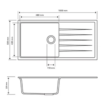 1000 Carysil Vivaldi D100L Granite Kitchen Sink