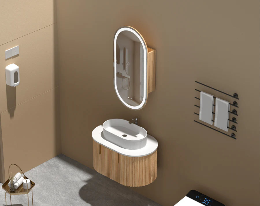 Oval LED Shaving Cabinet 450mmx900mm