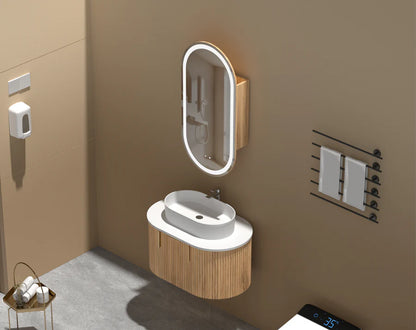 Oval LED Shaving Cabinet 450mmx900mm