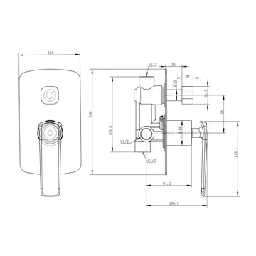 Norico Esperia Square Shower Diverter