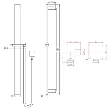 Square Sliding Shower Rail