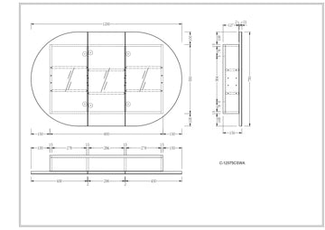 Mystic Oval Shaving Cabinet 1200mmx750mm