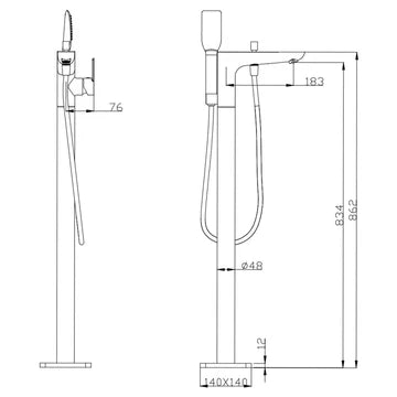 Floor Standing Bath/Hand-Held Shower Mixer