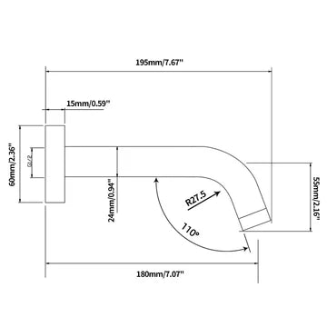 Lucid Pin Series Round Bathtub Basin Wall Spout