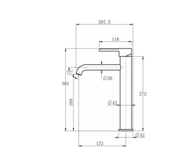 Lucid Pin Series Tall Basin Mixer