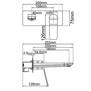 Rushy Square Series Wall Mixer With Spout