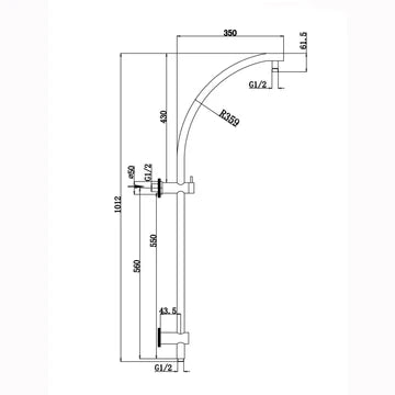 Round Top Inlet Shower Rail