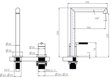 Caddence Series Tall Split Type Basin Mixer