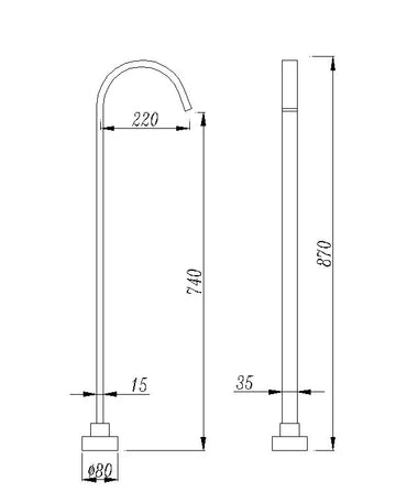 Norico Cavallo Square Free Standing Bath Spout