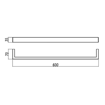 Ivano Series Square Single Towel Rail 600mm