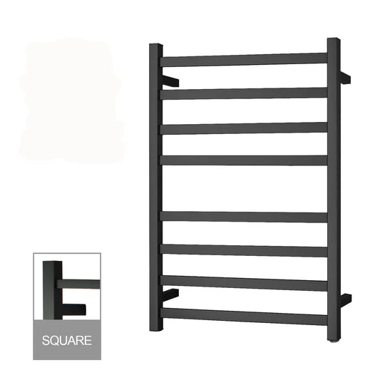 Square Electric Heated Towel Rail 8 Bars Black
