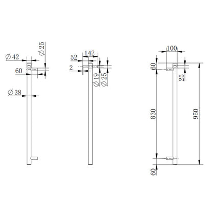Round Series Vertical Electric Heated Single Bar Towel Rail